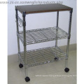 Adjustable Chrome Multi-Functional Metal Kitchen Cart with Hook (TR903590B3C)